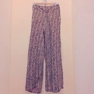 Aqua Geometric Print Wide Leg Pant
